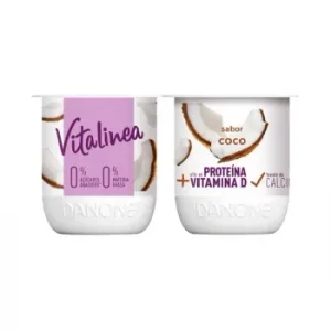 Yogur Desnatado Sabor Coco Danone Vitalinea sin Azúcar Añadido Pack de 4 Unidades de 120 G.