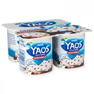 Yogur Estilo Griego con Trocitos de Chocolate y Sabor a Vainilla Yaos sin Gluten Pack de 4 Unidades de 115 G.