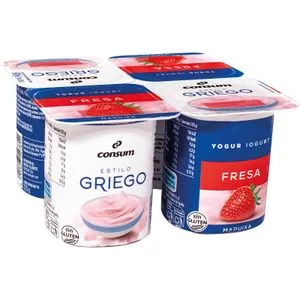 Yogur Griego con Fresa Pack de 4 Unidades 4 X 125 Gr
