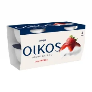 Yogur Griego con Fresas sin Gluten Pack 4 Danone Oikos 110 G