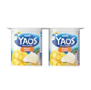 Yogur Griego con Mango Nestle - Yaos sin Gluten Pack de 4 Unidades de 115 G.