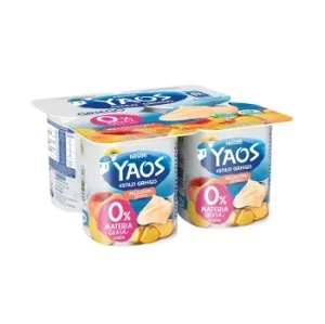 Yogur Griego Desnatado con Melocotón Nestlé sin Gluten Pack de 4 Unidades de 115 G.