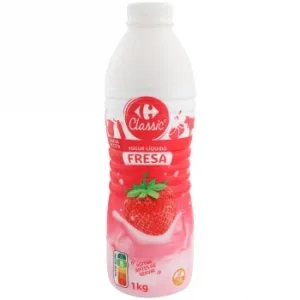 Yogur Líquido Fresa Carrefour sin Gluten 1 Kg.