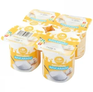 Yogur Natural Azucarado Carrefour Classic' Pack de 4 Unidades de 125 G.
