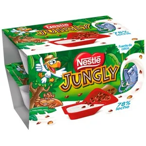 Nestlé Yogur Natural Azucarado con Trocitos de Galleta Recubiertos de Chocolate con Leche Jungly 2 105 G. 210 G