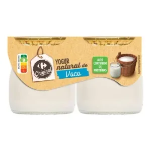 Yogur Natural de Vaca Carrefour Original Pack de 2 Unidades de 115 G.