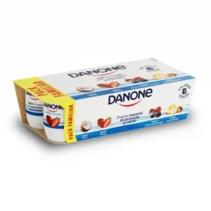 Yogur Sabor Coco, Fresa, Frutos del Bosque y Macedonia Danone Pack de 8 Unidades de 120 G.