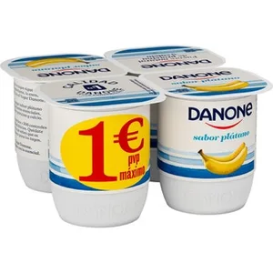 Yogur Sabor Plátano sin Gluten Pack 4  Danone 120 G