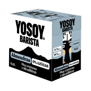 Yosoy Barista Bebida Vegetal de Almendras sin Azúcar, Especial Café 6 X 1 L. 6000 ML