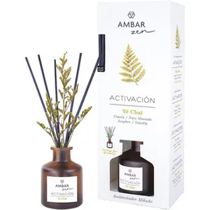 Zen Ambientador Mikado Activación Té Chai con Canela, Nuez Moscada, Jengibre y Vainilla Incluye Flor Decorativa Ambar