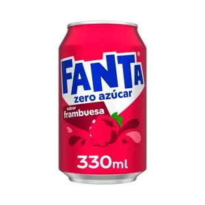 Fanta Zero Refresco Sabor Frambuesa sin Azúcares Añadidos Lata 330ml 330 ML