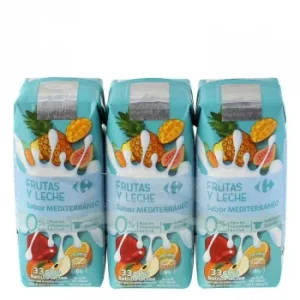 Zumo de Fruta y Leche Carrefour Mediterráneo Pack de 3 Briks de 33 Cl.
