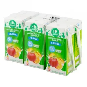 Zumo de Frutas y Leche Carrefour Classic Sabor Caribe Pack de 6 Briks de 20 Cl.