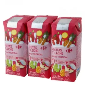 Zumo de Frutas y Leche Carrefour Sabor Tropical Pack de 3 Briks de 33 Cl.