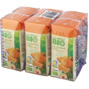 Zumo de Naranja Carrefour Ecológico Exprimido sin Pulpa Pack de 6 Briks 20 Cl.