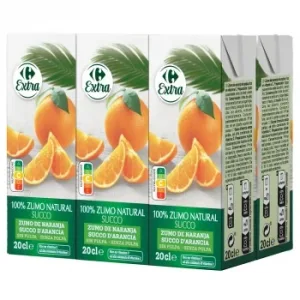 Zumo de Naranja Carrefour Extra sin Pulpa Pack 6 Briks 20 Cl.