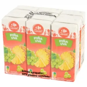 Zumo de Piña y Uva Carrefour Classic Pack 6 Briks 20 Cl.