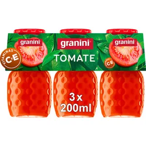 Zumo de Tomate con Vitaminas C y e Pack 3 (envase de Vidrio) Granini